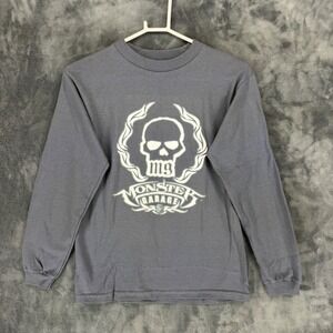 Monster Garage Long Sleeve Shirt Mens Small Gray Skull Graphic 2003 Discovery TV